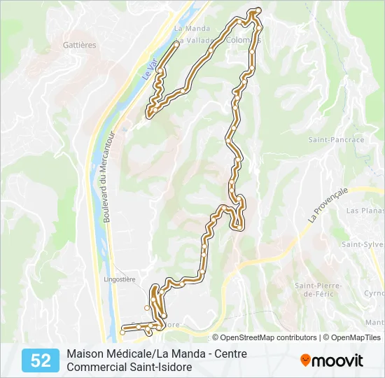 52 Bus Line Map