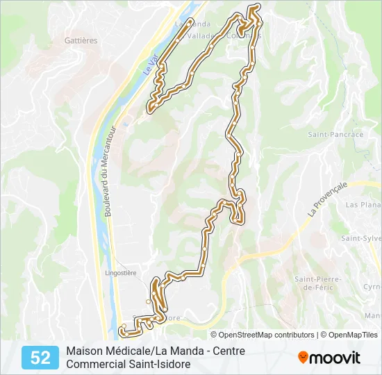 52 Bus Line Map