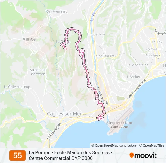 55 Bus Line Map