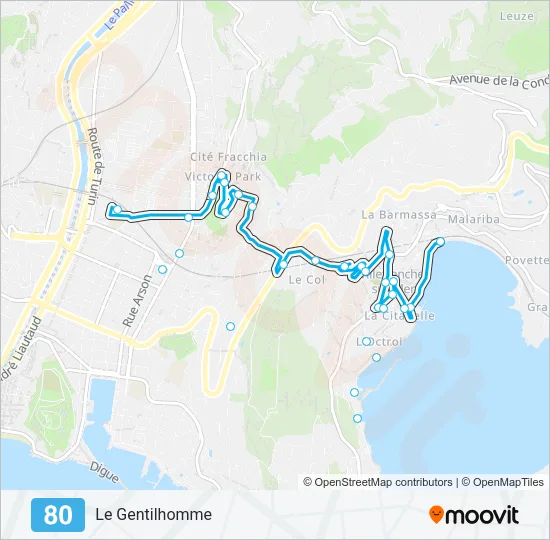 80 Bus Line Map