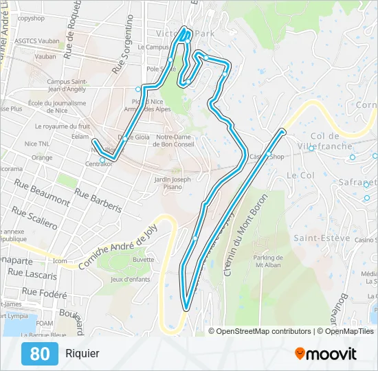 80 Bus Line Map