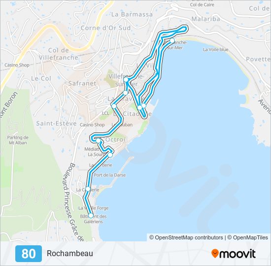 Plan de la ligne 80 de bus