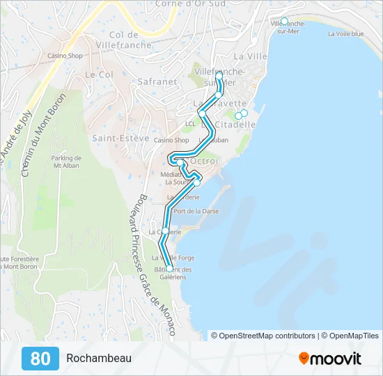 80 Bus Line Map