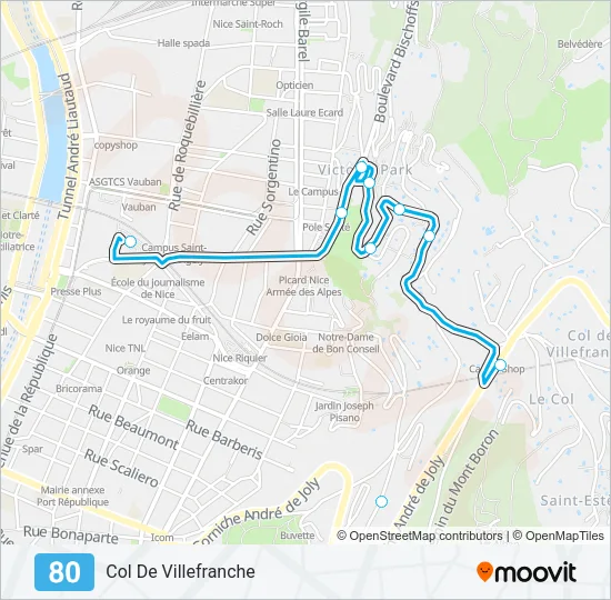 80 Bus Line Map