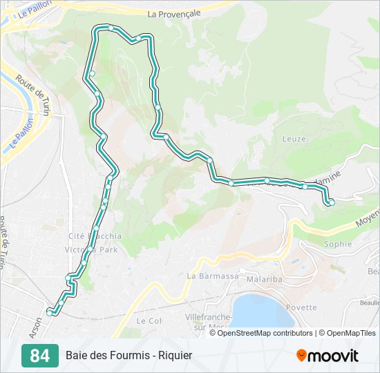 Plan de la ligne 84 de bus