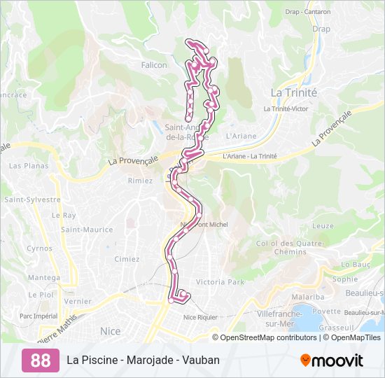 Plan de la ligne 88 de bus