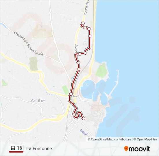 16 Bus Line Map
