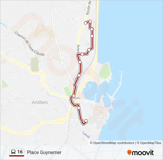 16 Bus Line Map