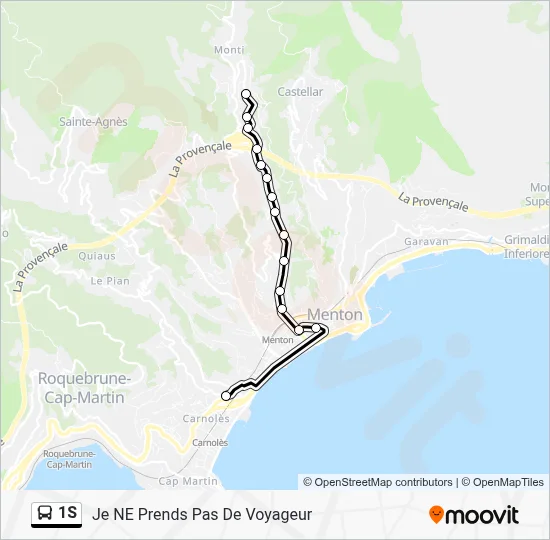 1S Bus Line Map