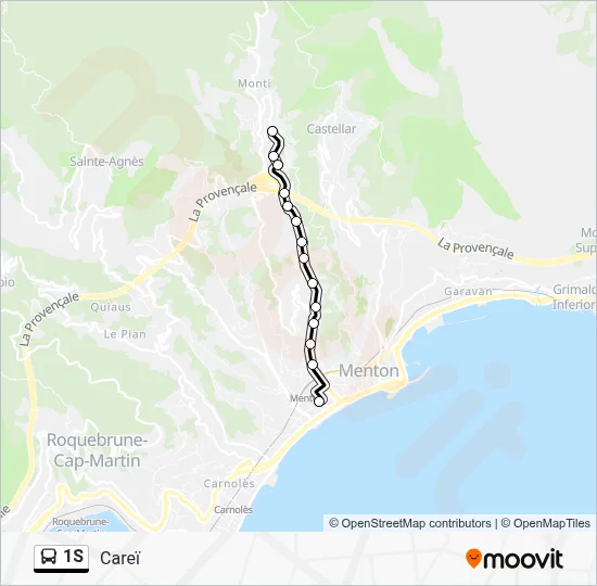 1S Bus Line Map