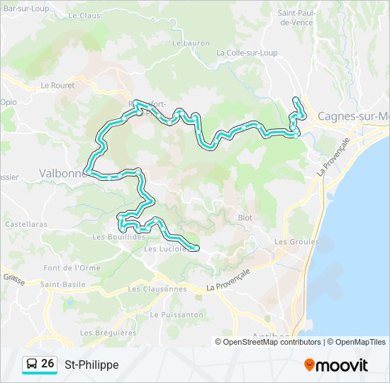 Plan de la ligne 26 de bus