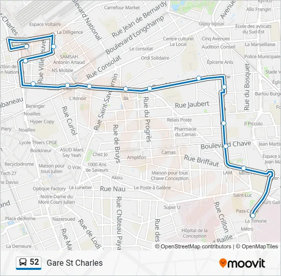 52 Bus Line Map