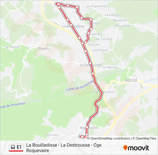 E1 Bus Line Map