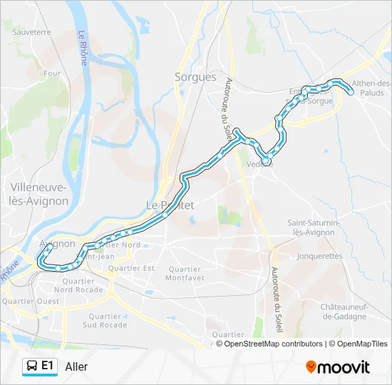 E1 Bus Line Map