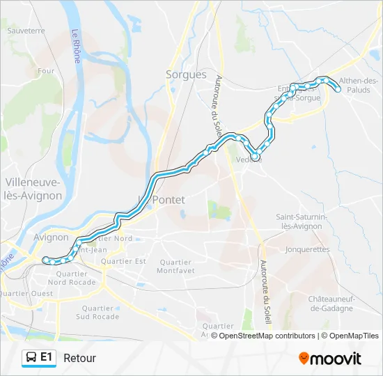 E1 Bus Line Map