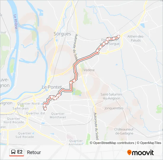 E2 Bus Line Map