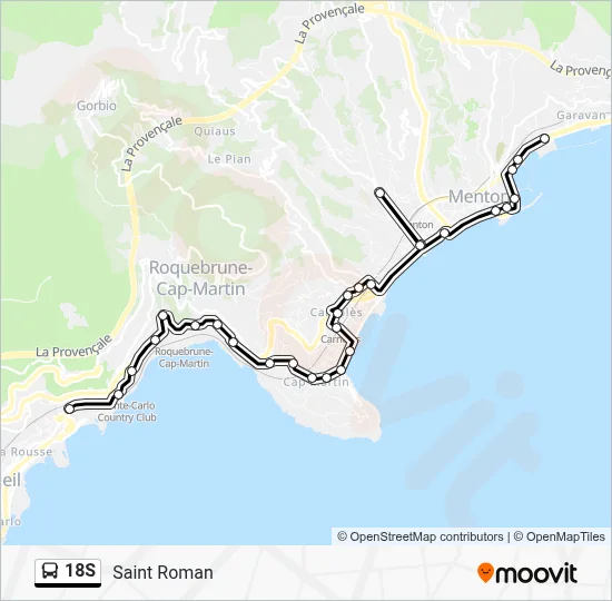 18S Bus Line Map