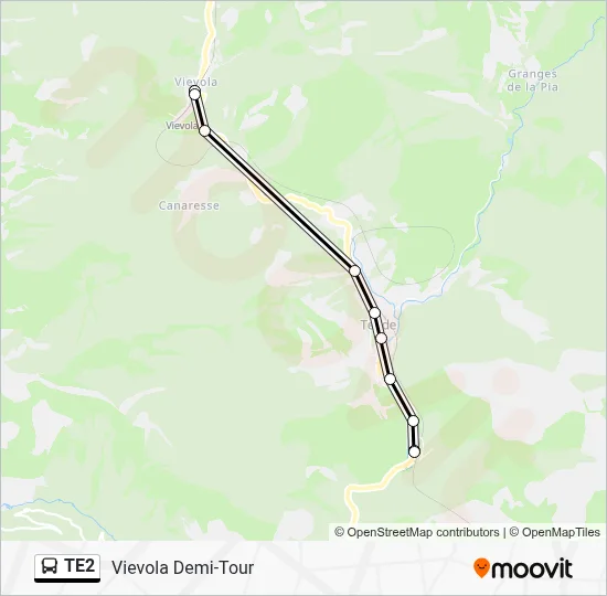 TE2 Bus Line Map