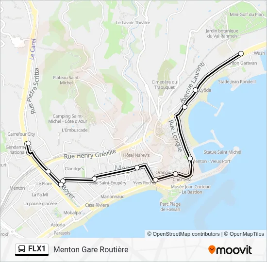 FLX1 Bus Line Map