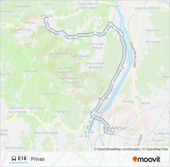E18 Bus Line Map