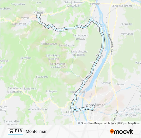 E18 Bus Line Map