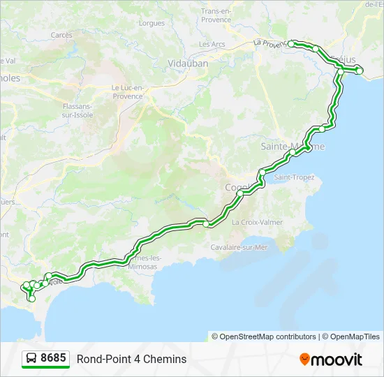 Line Point Map 8685 Itinéraire: Horaires, Arrêts & Plan - Rond-Point 4 Chemins (mis à ...
