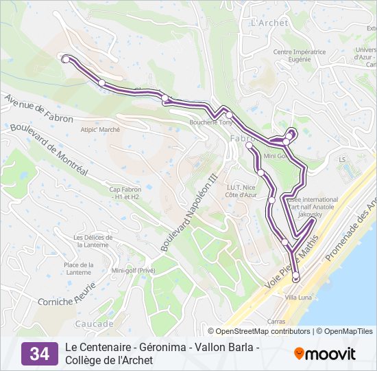 34 bus Line Map