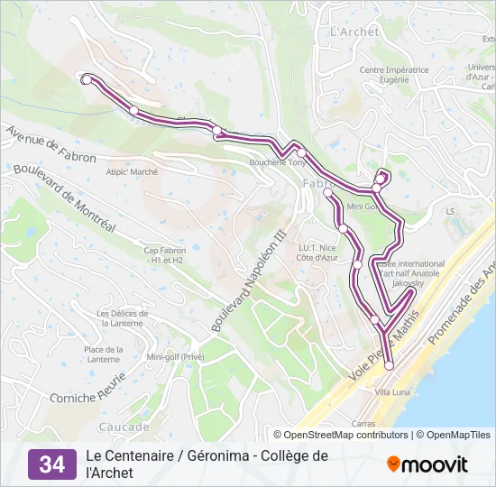 34 Bus Line Map
