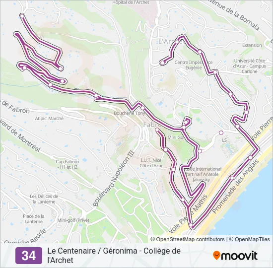 34 Bus Line Map