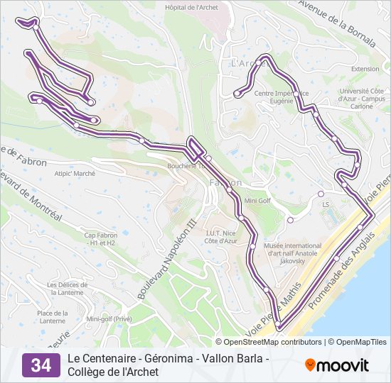 34 bus Line Map