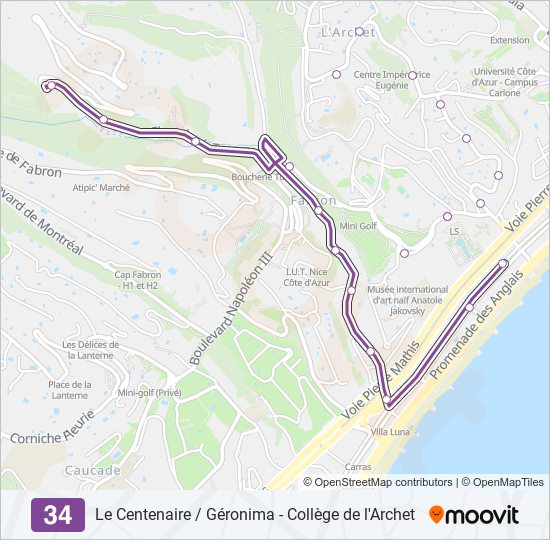 34 bus Line Map