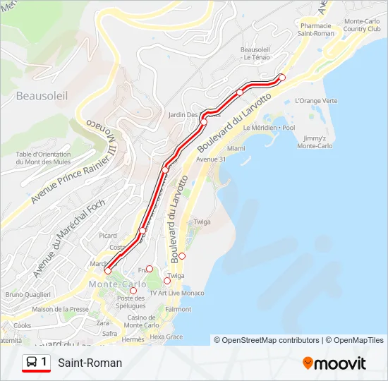 1 Bus Line Map