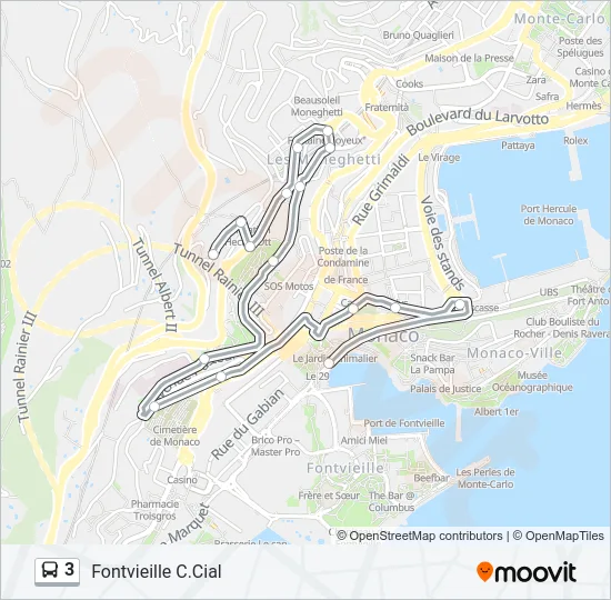 3 Bus Line Map