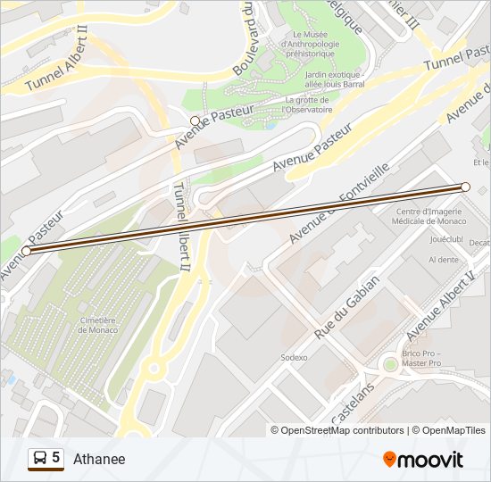 Plan de la ligne 5 de bus