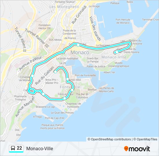 22 bus Line Map