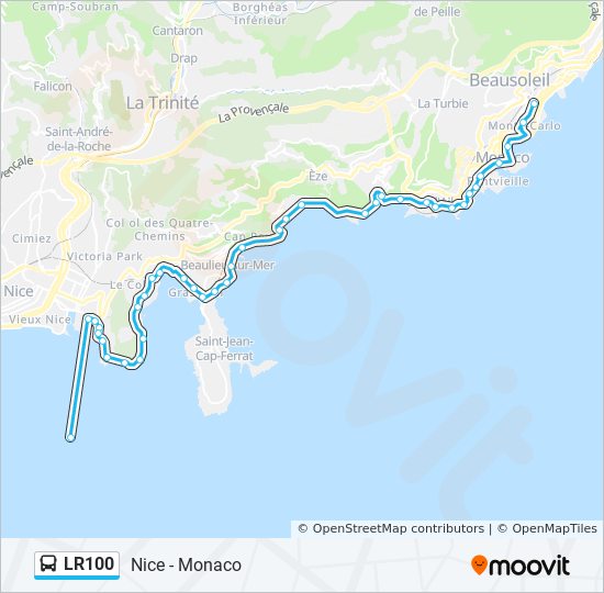 Map Of Nice And Monaco Lr100 Route: Schedules, Stops & Maps - Nice - Monaco (Updated)