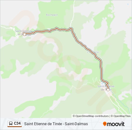 Plan de la ligne C34 de bus