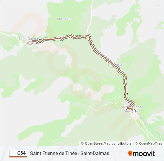 Plan de la ligne C34 de bus