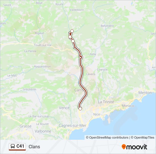 Plan de la ligne C41 de bus