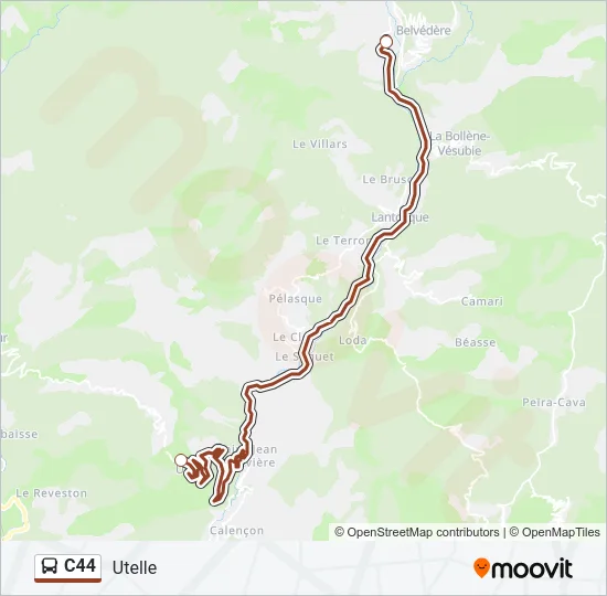 Plan de la ligne C44 de bus