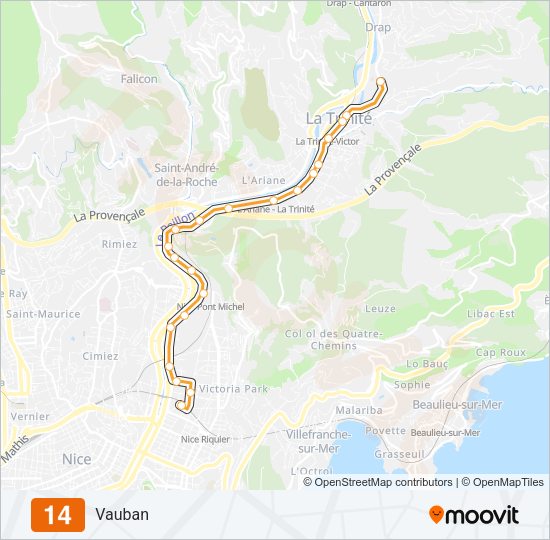 Plan de la ligne 14 de bus