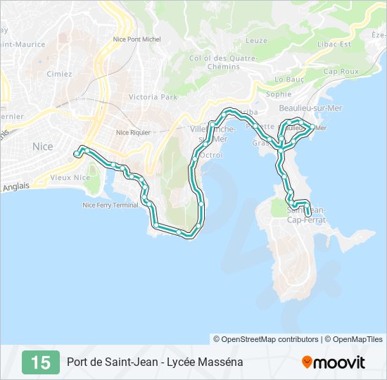 Plan de la ligne 15 de bus