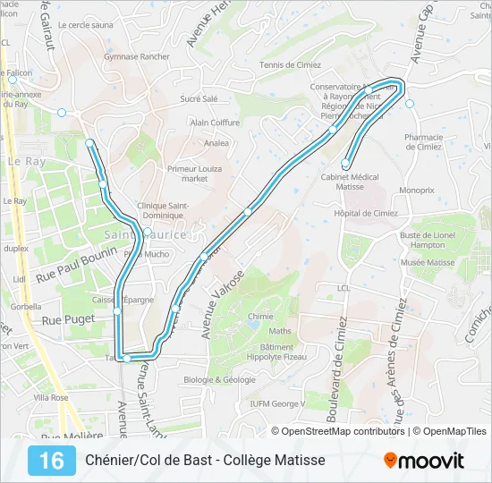 16 Bus Line Map