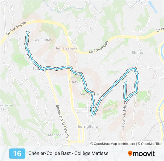 16 Bus Line Map