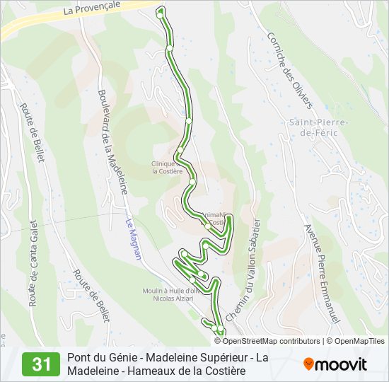 Plan de la ligne 31 de bus