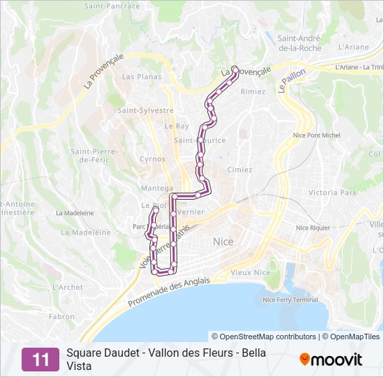 Plan de la ligne 11 de bus