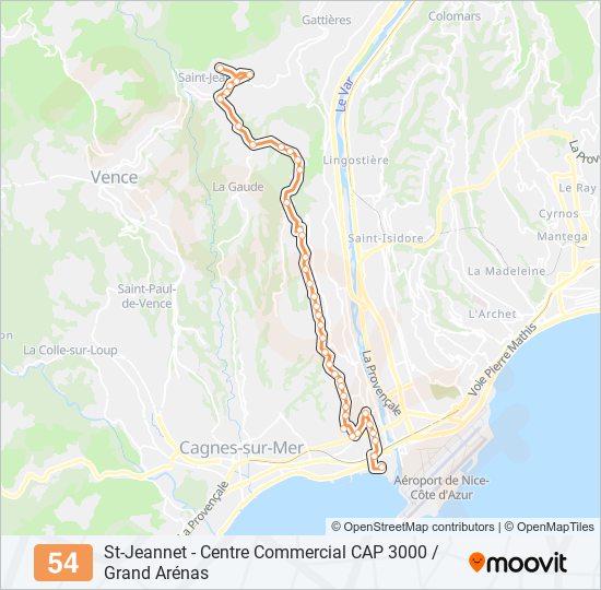 Mapa de 54 de autobús