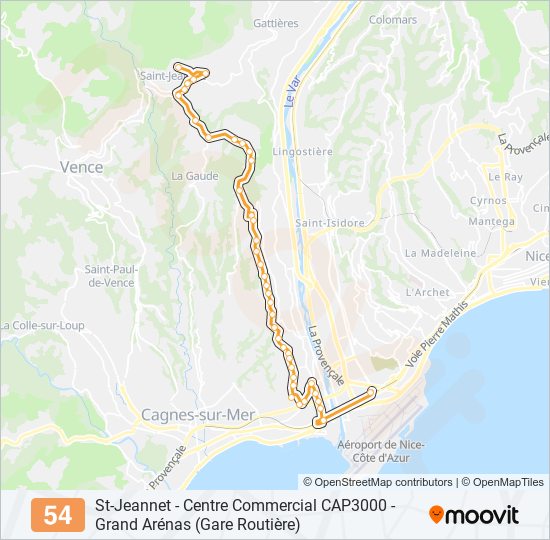 Mapa de 54 de autobús