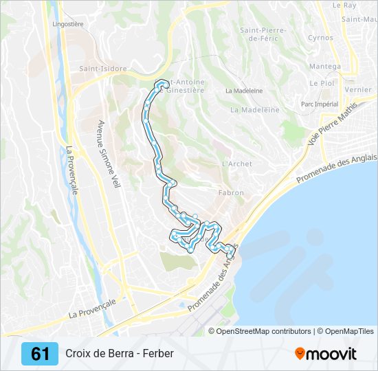 Plan de la ligne 61 de bus