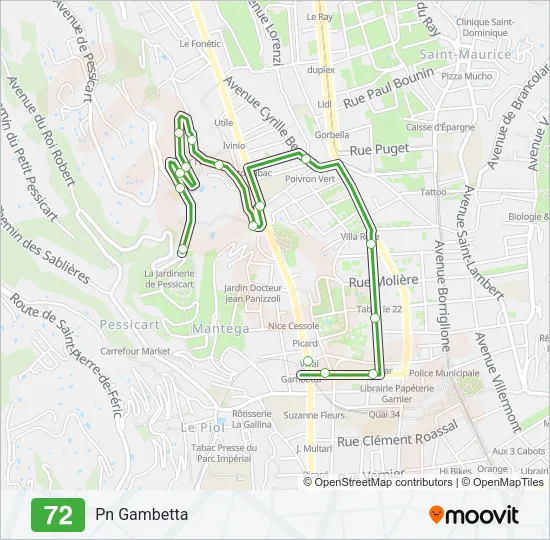 72 Bus Line Map